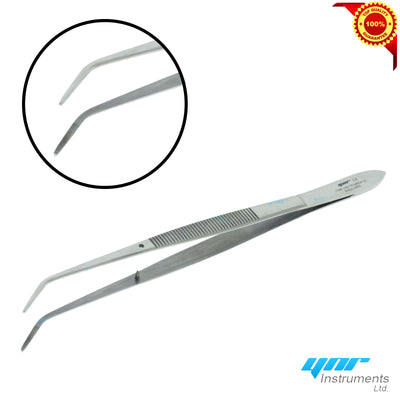 YNR England Dental Perry Serrated Curved Dissecting Tweezers 10.5cm Dentist Lab