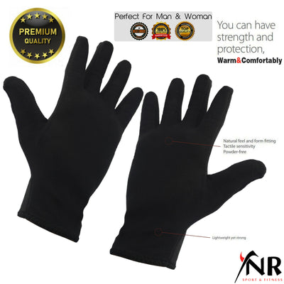 Jasmine Fleece Pure Fleece Liner Gloves Thermal Ski Inner Gloves - BLACK