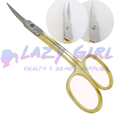 YNR® SUPER SHARP CURVED EDGE CUTICLE NAIL SCISSORS ARROW POINT GOLD SILVER STEEL