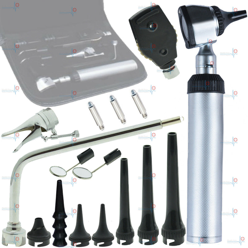 HUMAN & VETERINARY ENT Medical Otoscope Opthalmoscope SET Diagnostic Kit LED