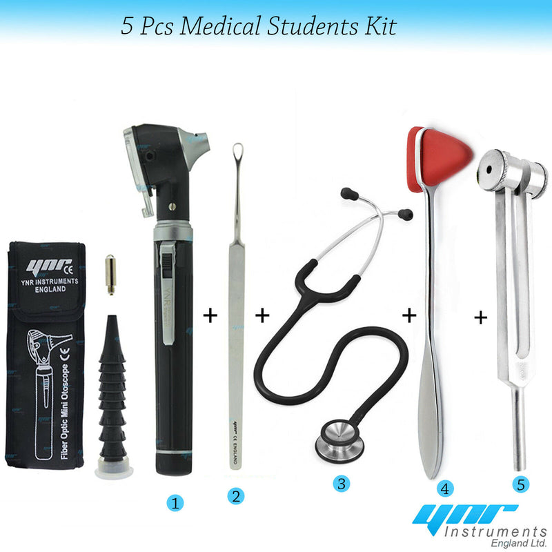 Pro YNR Reflex Hammer Otoscope Stethoscope Surgical Training Medical Student Kit