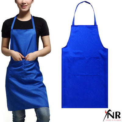 Plain Unisex Cooking Catering Work Apron Tabard with Twin Double Pocket UK