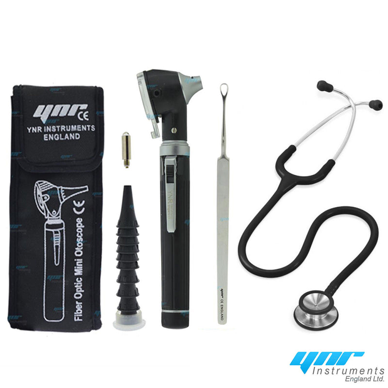 YNR® Otoscope Stethoscope Ear Wax Remover Medical ENT EMT Set NHS CE Approved