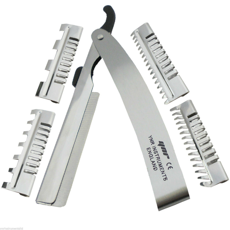 Tools That Use Razor Blades YNR England Hair Shaper Razors 4, 7, 15, 17 Teeth Style Blades Hairdre ...
