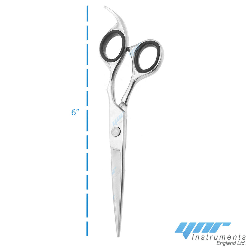 YNR Professional Hairdressing Offset Scissors Hair Cutting Scissors Shears for Barber Salon - 6" Overall Length with Adjustment Tension Screw 100% Stainless Steel