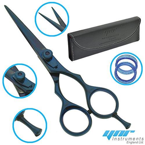 YNR® Professional Hairdressing Scissor - Barber Razor Shears for Salon Hairdresser & Home Use for Stylish Hair Cutting with a Black PU Leather Case (VEGAN FRIENDLY)