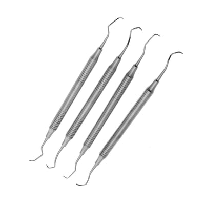 YNR Dental Periodontal Gracey Curettes Hollow Dental Lab Instrument Set 4Pcs NEW