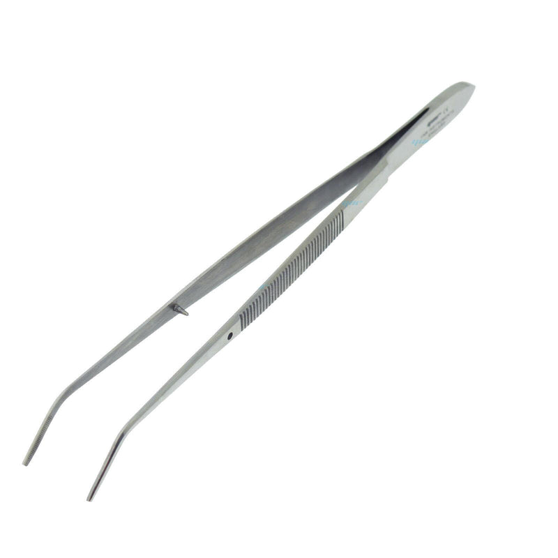 YNR England Dental Perry Serrated Curved Dissecting Tweezers 15.5cm Dentist Lab