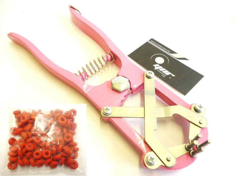 YNR Elastrator Castrating Pliers Rubber Ring Applicator Large Silver and Pink New