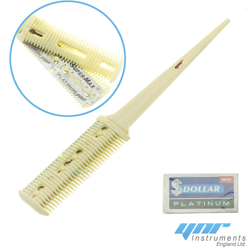 YNR PRO Hair Shaper Thinning Layer Hair Cutting Razor Comb +5 Razor Blades