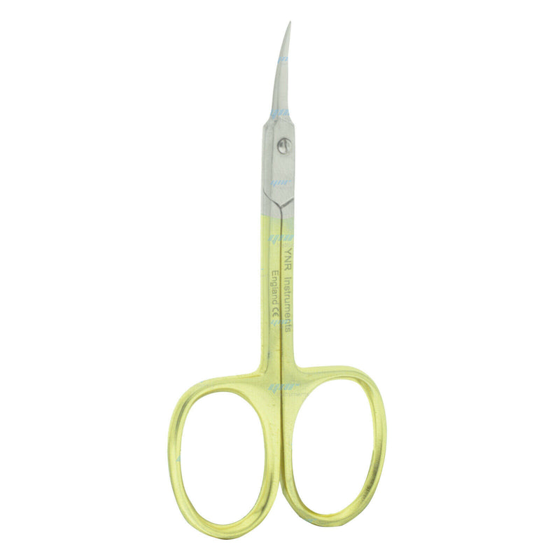YNR® SUPER SHARP CURVED EDGE CUTICLE NAIL SCISSORS ARROW POINT GOLD MANICURE NEW