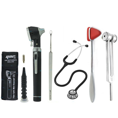 Pro YNR Reflex Hammer Otoscope Stethoscope Surgical Training Medical Student Kit