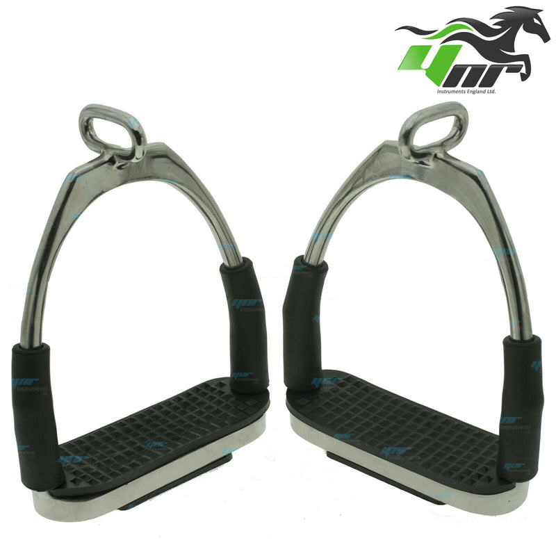 YNR FLEXI SAFETY STIRRUPS HORSE RIDING BENDY IRONS STAINLESS STEEL