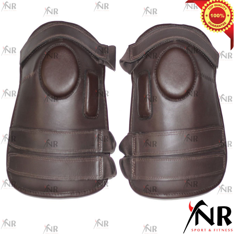 3 STRAP POLO & RIDING KNEE GUARDS REAL LEATHER PADDED-SUPREME QUALITY,