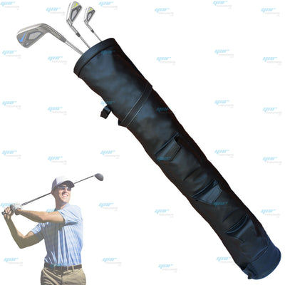 Black Rx F Leather Golf Club Ball Bag Three Pockets H-34inch D-5.5inch NEW