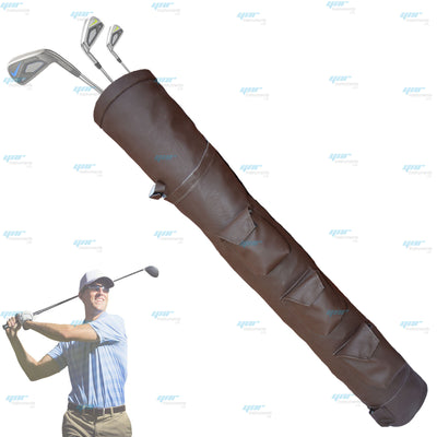 Brown Rx F Leather Golf Club Ball Bag Three Pockets H-34inch D-5.5inch NEW