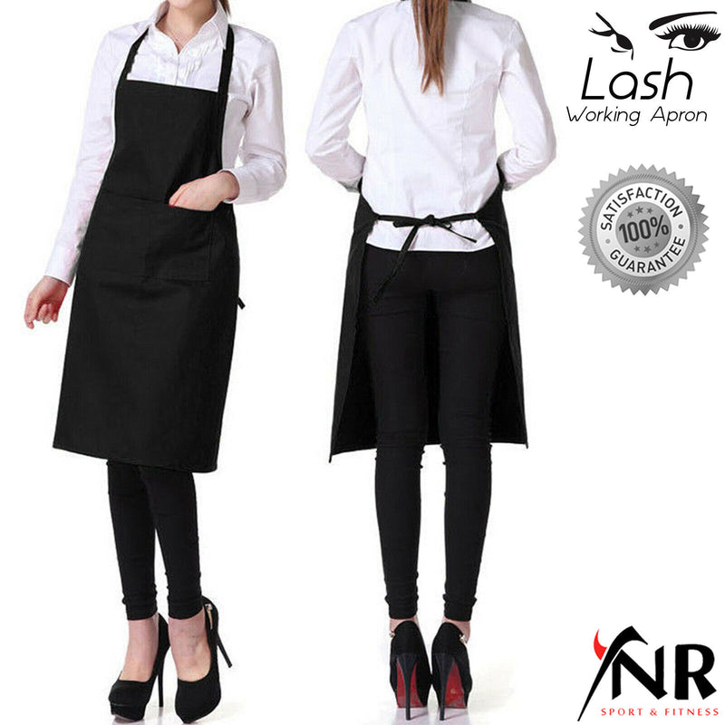 New Plain Unisex Cooking Catering Work Apron Tabard with Twin Double Pocket UK