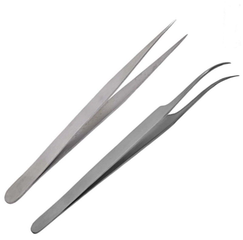 Vetus Straight Pointed Curve Tweezers Mirror Eyelash Extensions Stainless Steel