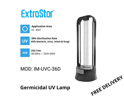 UV Disinfection lamp -36W Ultraviolet Germicidal Lamp Ozone Ultraviolet Sterilization Light Efficiency up to 99% for Home Toilet Disinfection, Baby Underwear Disinfection