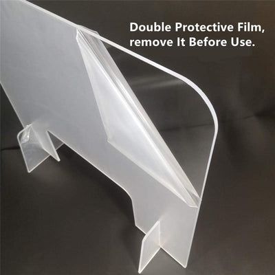 Acrylic Perspex Screen Sneeze Guard Counter Plexiglass Protection Protective Shield, Screen: 6mm, Aluminium-Silver Support Legs, Size: 80 x 60 cm (WxH)