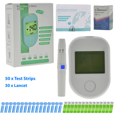 Diabetes Testing Kit/Blood Glucose Monitor Safe Accu/Blood Glucose Sugar Test Kit with Separated 50 x Test Strips & Case for UK Diabetics
