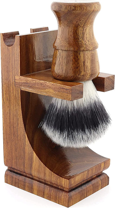 YNR® England Classic Style Wood Stand for Razor and Shaving Brush Walnut Finish