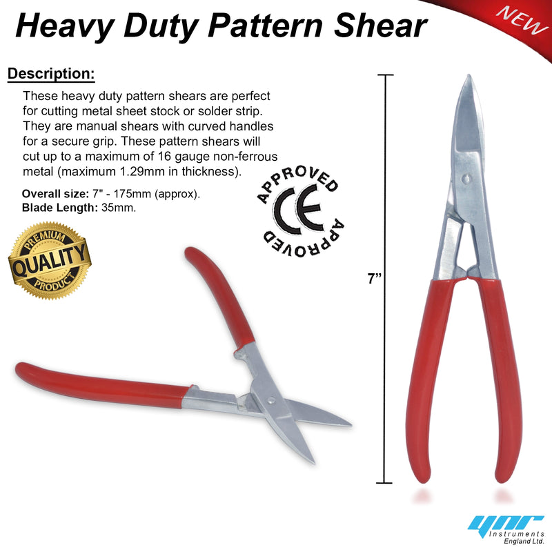 Heavy Duty Pattern Shear 18.5 cm length Tin Snips Soft Metal Jewellery Shears