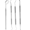 Professional DENTAL 4 PIECE SCALERS Probe Pick SET + Mouth Mirror STEEL Tool KIT