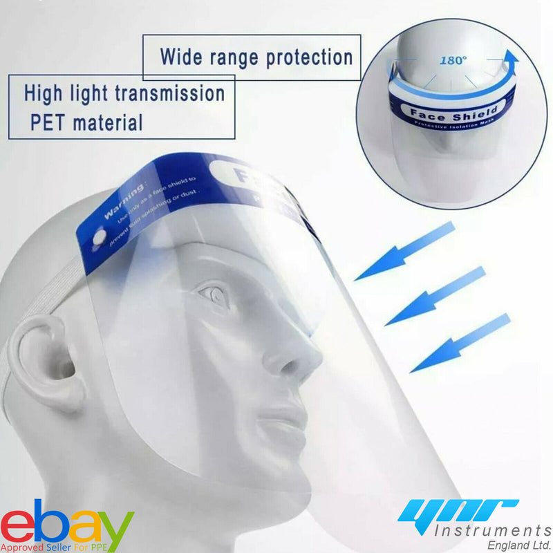 FULL FACE COVERING ANTI-FOG SHIELD CLEAR GLASSES SAFETY PROTECTION VISOR GUARD PPE