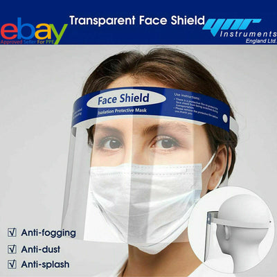 FULL FACE COVERING ANTI-FOG SHIELD CLEAR GLASSES SAFETY PROTECTION VISOR GUARD PPE
