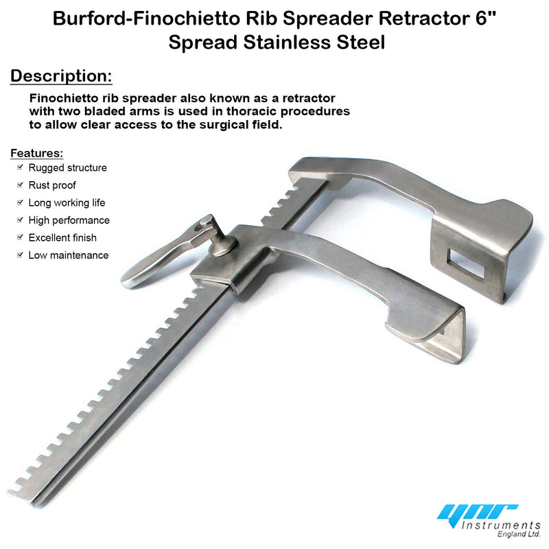 BURFORD Finochietto Rib Retractor with 2 side 6" 9" 11"