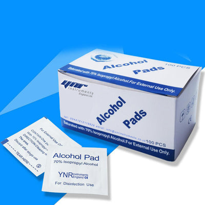 YNR 70% Alcohol Pre-Injection Isopropyl Wipes - Individually Wrapped First Aid Skin Cleaning Easy-Tear Sachet Wipes Box of 100