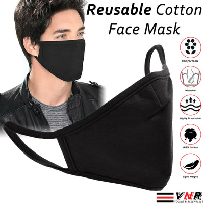 Cotton Face Mask Protective Covering Mouth Masks Washable Reusable Black LOT UK