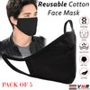 Cotton Face Mask Protective Covering Mouth Masks Washable Reusable Black LOT UK