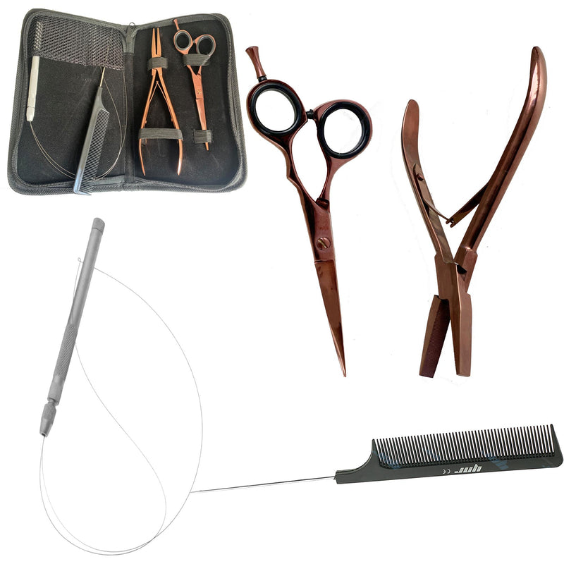 HUMAN HAIR EXTENSIONS TOOL KIT PLIERS SCISSORS MICRO RINGS PIN LOOP NEEDLE TUBE WIRE COMB
