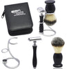 Double Edge Safety Razor & Pure Black Badger Brush Combo Shaving Set Classic Kit