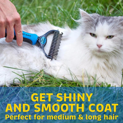Pet Dog Dematting Comb Grooming Tool Kit, Professional Deshedding Comb Undercoat Rake, Remove Loose Knots