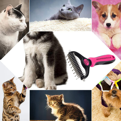2Pcs Pet Dog Cat Dematting Grooming Deshedding Tool Set Comb Brush 20 Fur Hair