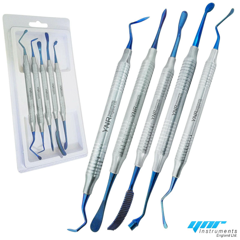 Composite Filling Instruments 5 PCS Dental Restorative Silver Blue Coated CE