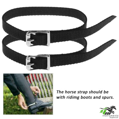 Horse Riding Spur Rider Metal Blunt Rounded End Spurs Steel With Buckle Nylon