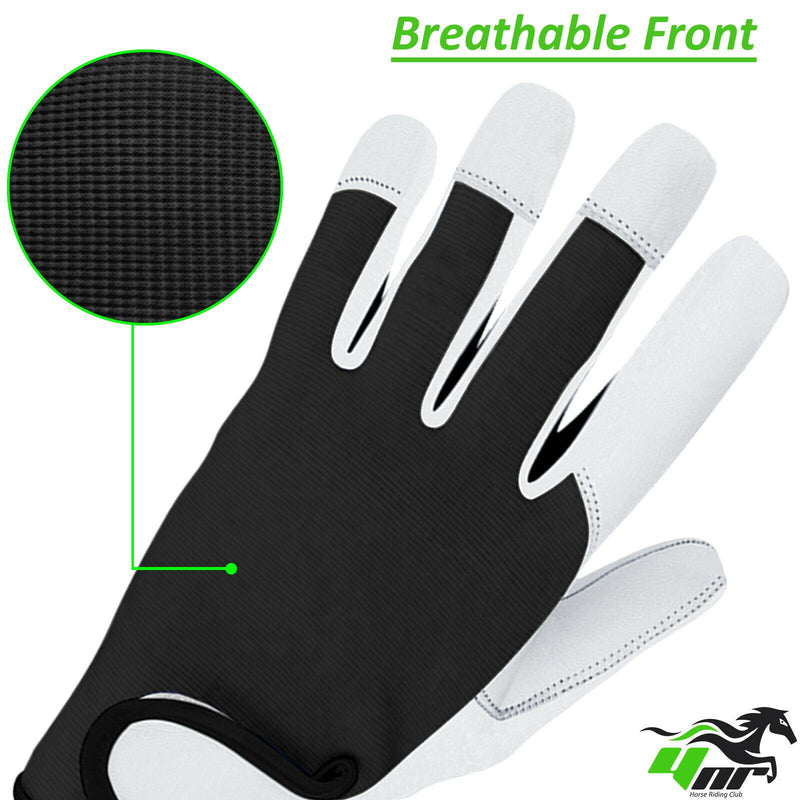 Equestrian Horse Riding Gloves Synthetic Leather Cotton Mens Ladies Kids S M L