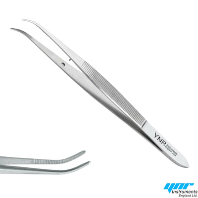 IRIS SERRATED TOOTHED CURVE SURGERY DISSECTING DRESSING FORCEPS TWEEZERS 10 cm
