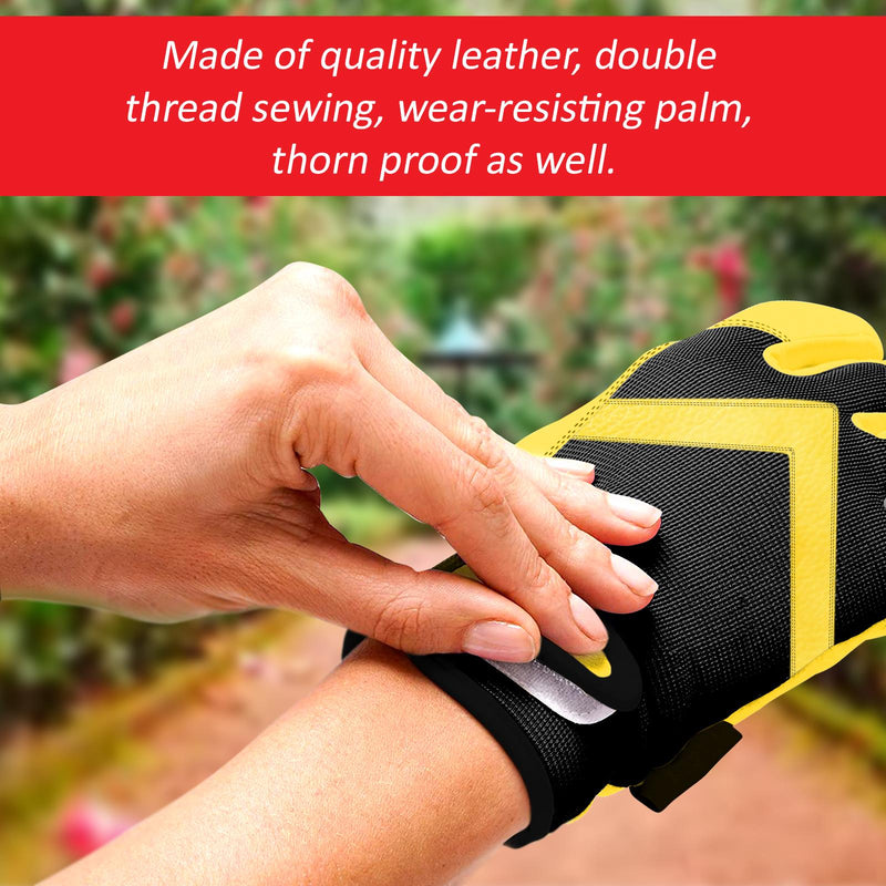 Gardening Working Gloves Garden Thorn Proof Flexible Heavy Duty Leather Mechanic Utility Dexterity Breathable Construction Gloves for Work Mens Women