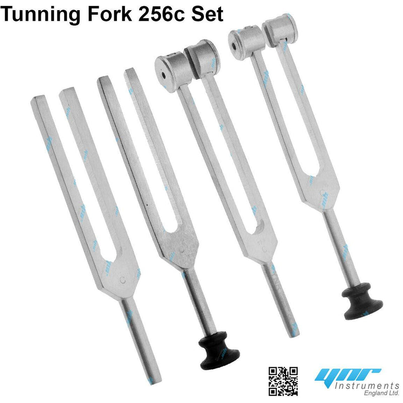 256C Set Medical Tuning Tunning Fork Chakra 4pcs  Aluminium Weight Handle Shuffle