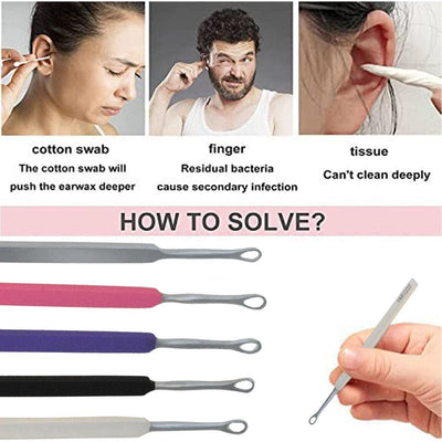 SWAB EAR WAX REMOVER EAR PICK MEDICAL EAR CLEANER SURGICAL STAINLESS STEEL 14CM
