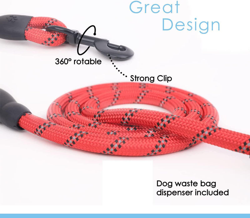 Dog Rope Lead with Soft Padded Handle, 5ft Reflective Dog Lead and Multi-Colour for Medium Dogs