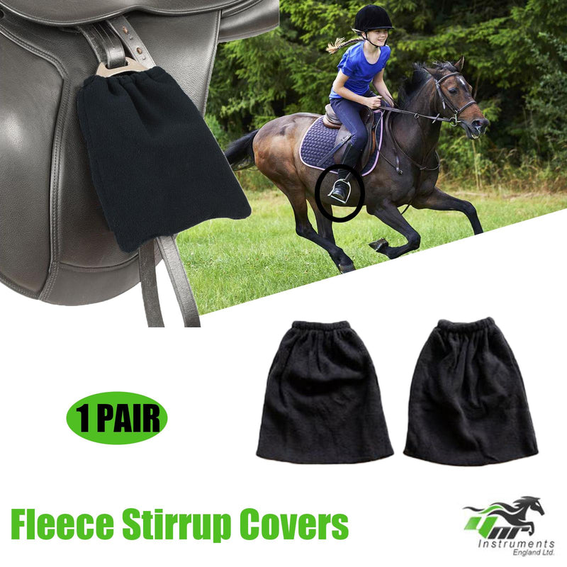 YNR Fleece Stirrup iron covers / Bags / Protectors Black ( Pair )