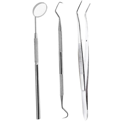 Dental Tooth Cleaning Kit Dentist Scraper Pick Tool Tweezer Mirror Floss Remover