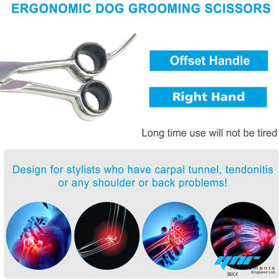 7" Professional Pet Dog Cat Hair Curved Cutting Grooming Scissors Shears