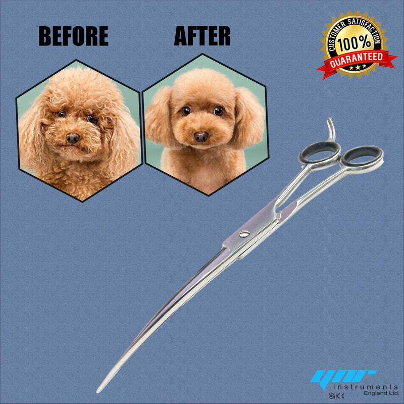 YNR 7" Professional Pet Dog Cat Hair Curved Cutting Grooming Scissors Shears